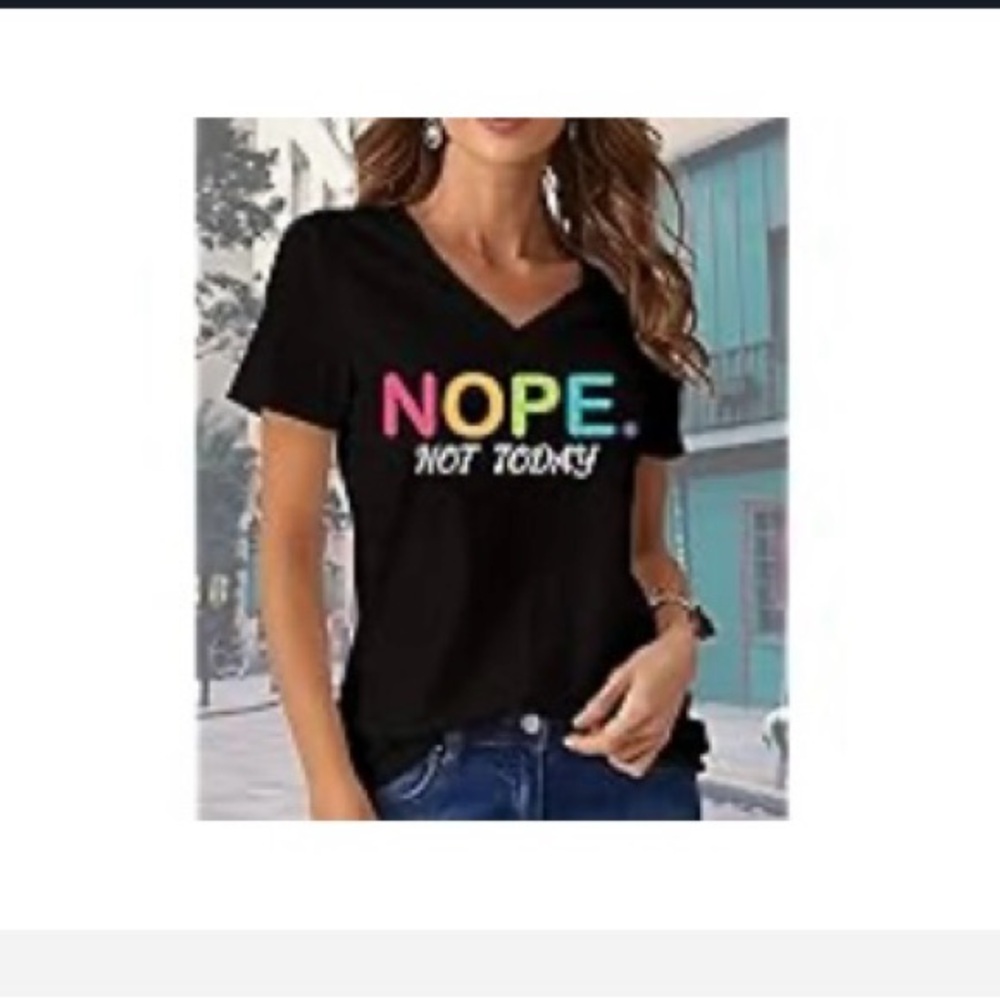 Black Graphic V-Neck T-Shirt